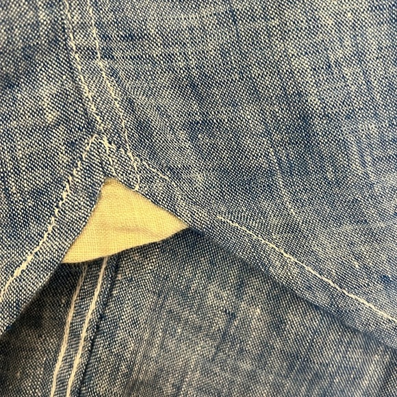 Joseph Abboud Linen Convertible-Sleeve Button Front Shirt Denim Blue Luxury XL - Picture 6 of 11